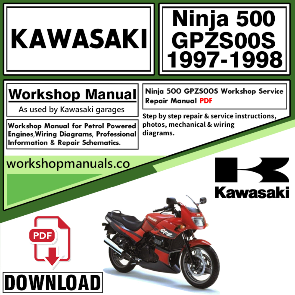 Kawasaki Ninja 500 GPZS00S Workshop Service Repair Manual Download 1997 – 1998 PDF