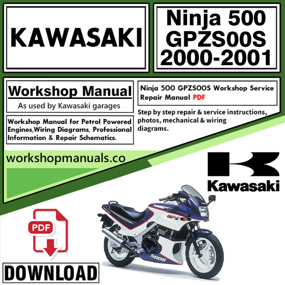 Kawasaki Ninja 500 GPZS00S Workshop Service Repair Manual Download 2000 – 2001 PDF