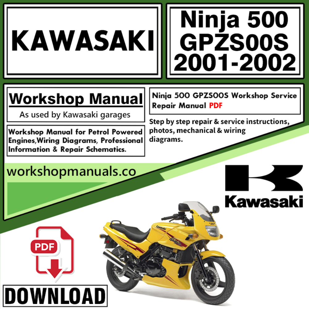Kawasaki Ninja 500 GPZS00S Workshop Service Repair Manual Download 2001 – 2002 PDF