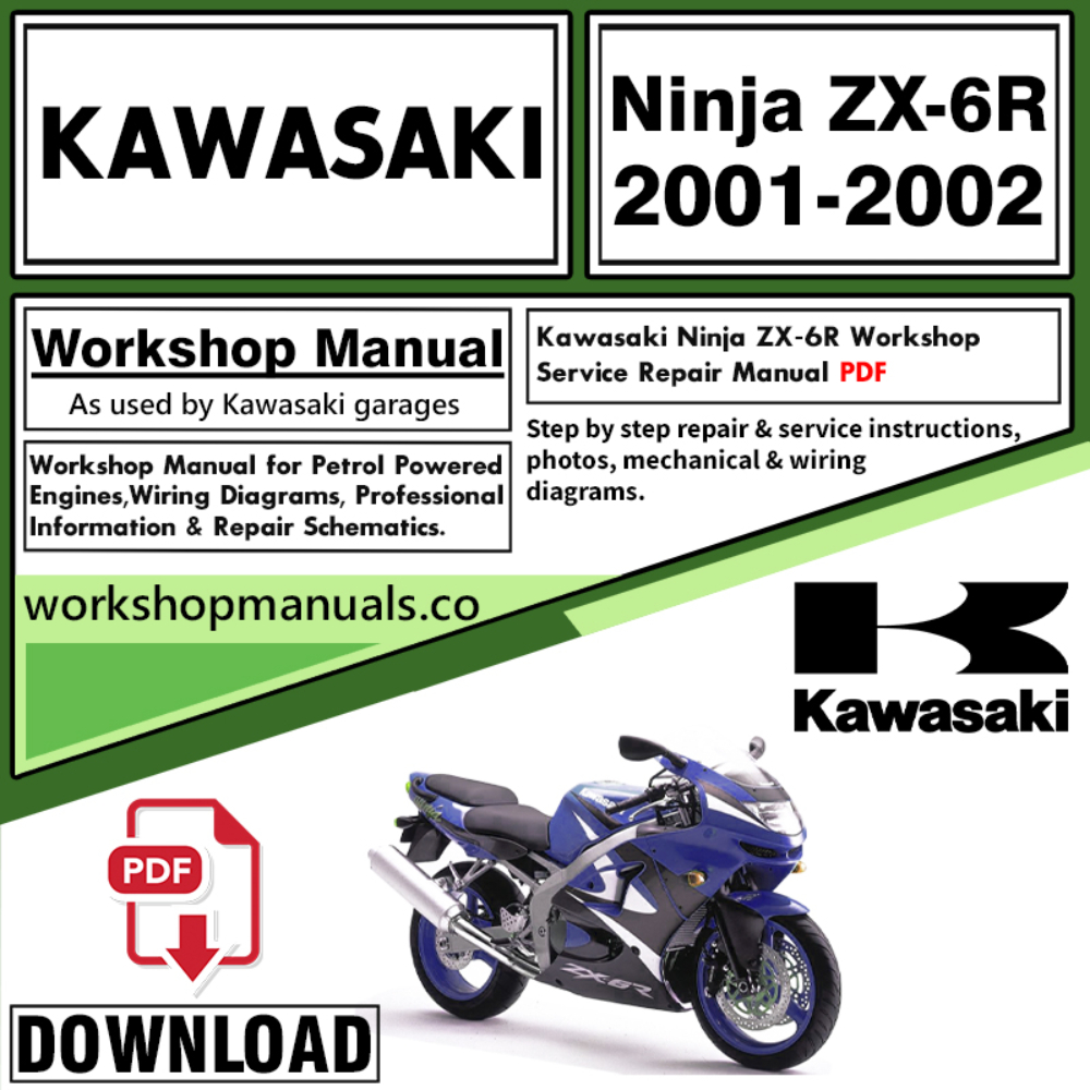 Kawasaki Ninja ZX-6R  Workshop Service Repair Manual Download 2001 – 2002 PDF