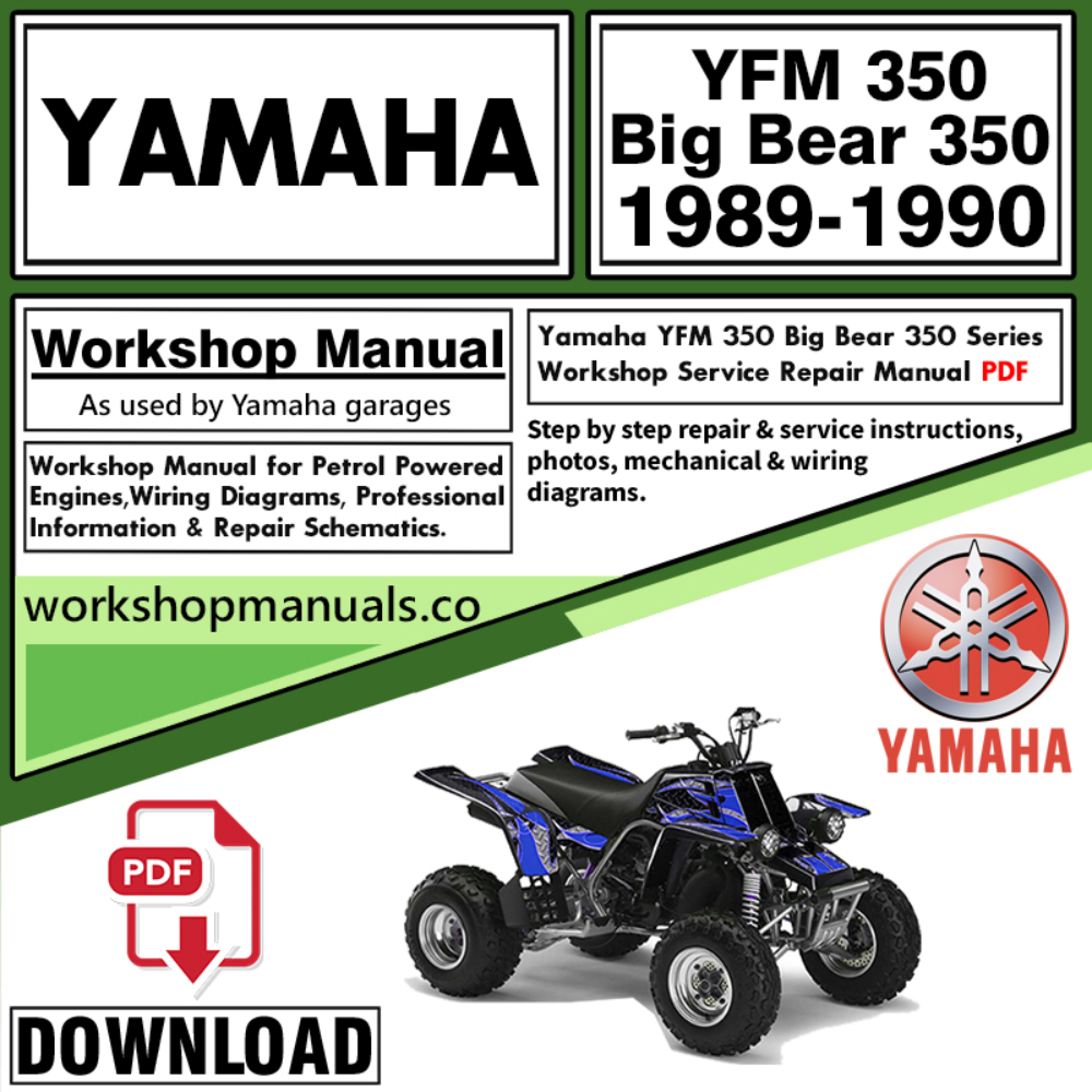 Yamaha YFM 350 Big Bear 350 Service Repair Shop Manual Download 1989 – 1990 PDF