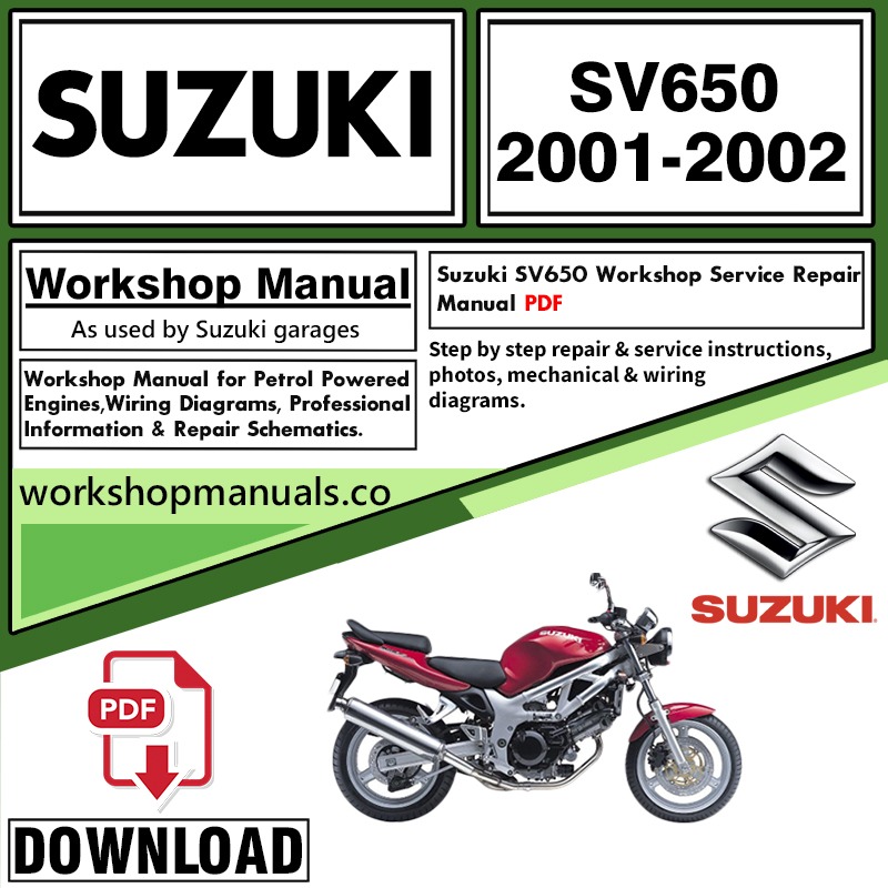 Suzuki SV650 Service Repair Shop Manual Download 2001 - 2002 PDF