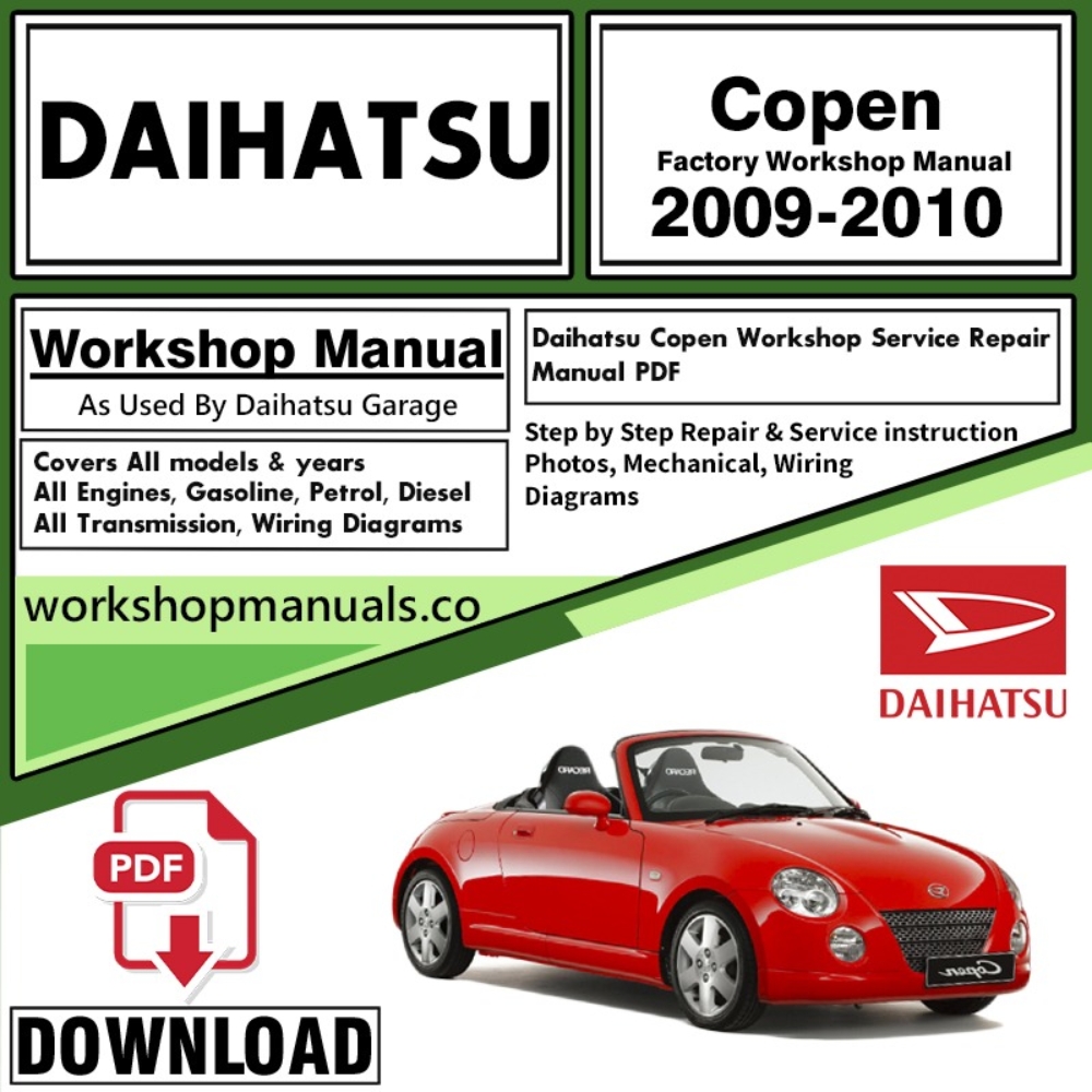 Daihatsu Copen Workshop Service Repair Manual Download 2009 – 2010 PDF