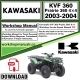 Kawasaki KVF 360 Prairie 360 4x4  Workshop Service Repair Manual Download 2003 - 2004 PDF