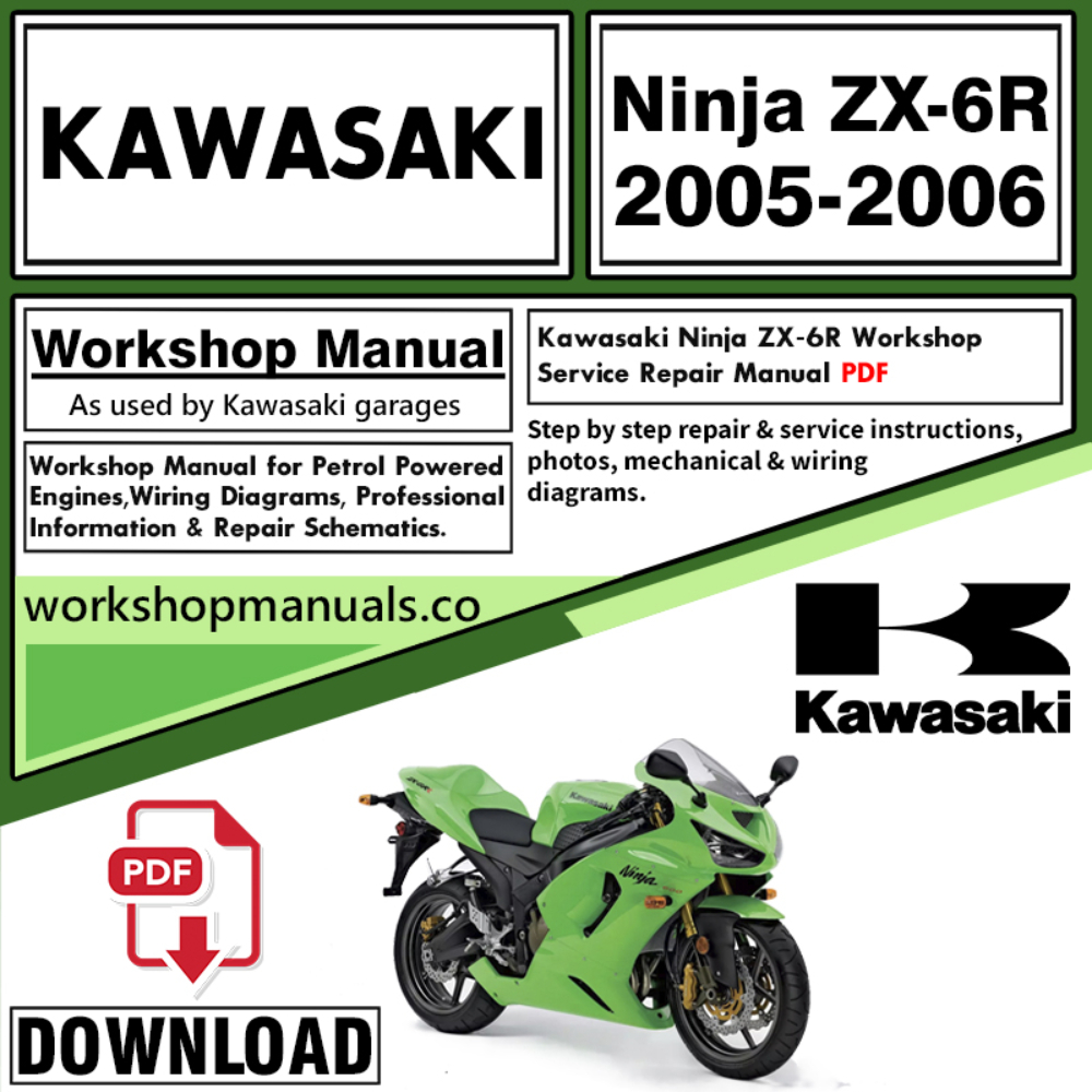 Kawasaki Ninja ZX-6R  Workshop Service Repair Manual Download 2005 – 2006 PDF