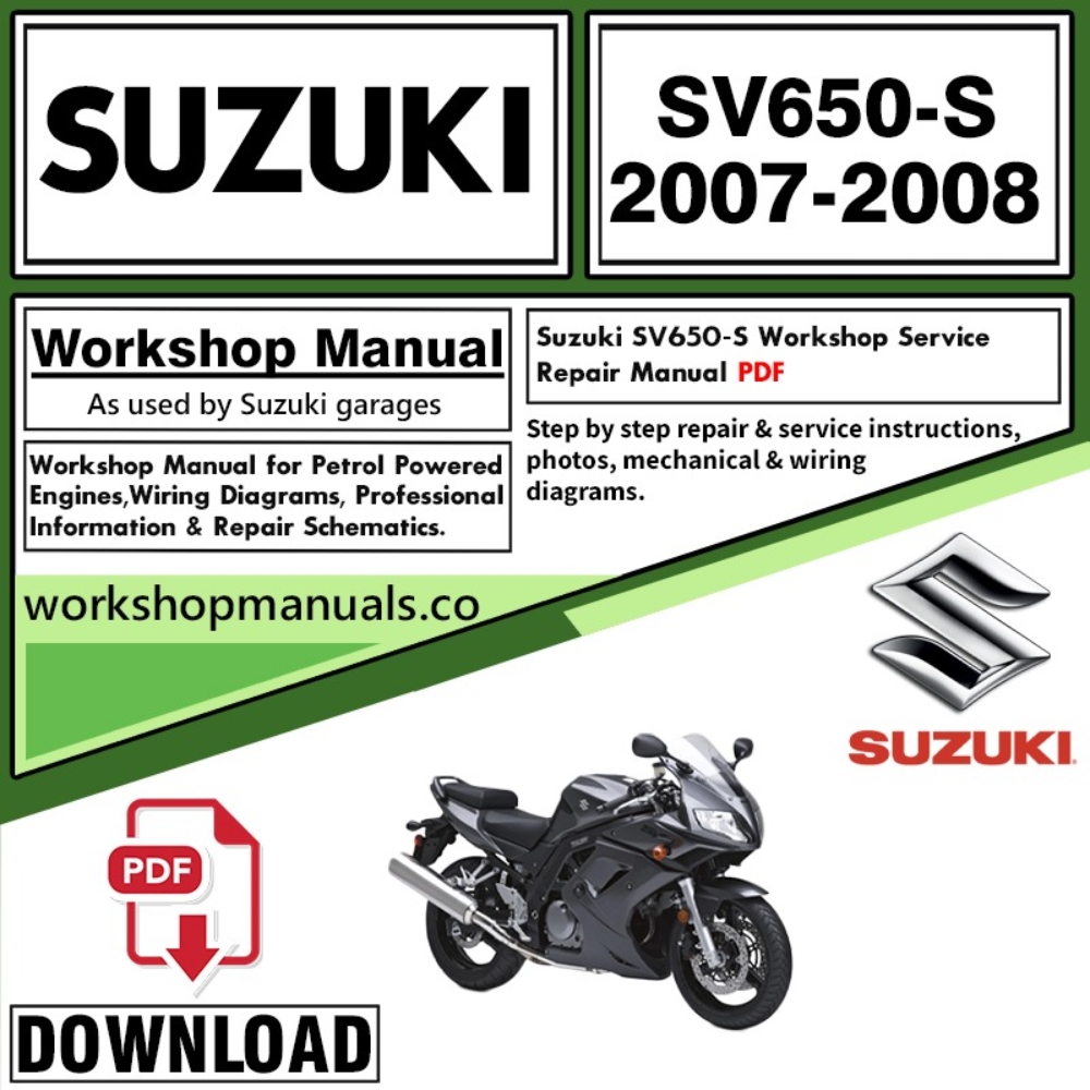 Suzuki SV650-S Service Repair Shop Manual Download 2007 – 2008 PDF