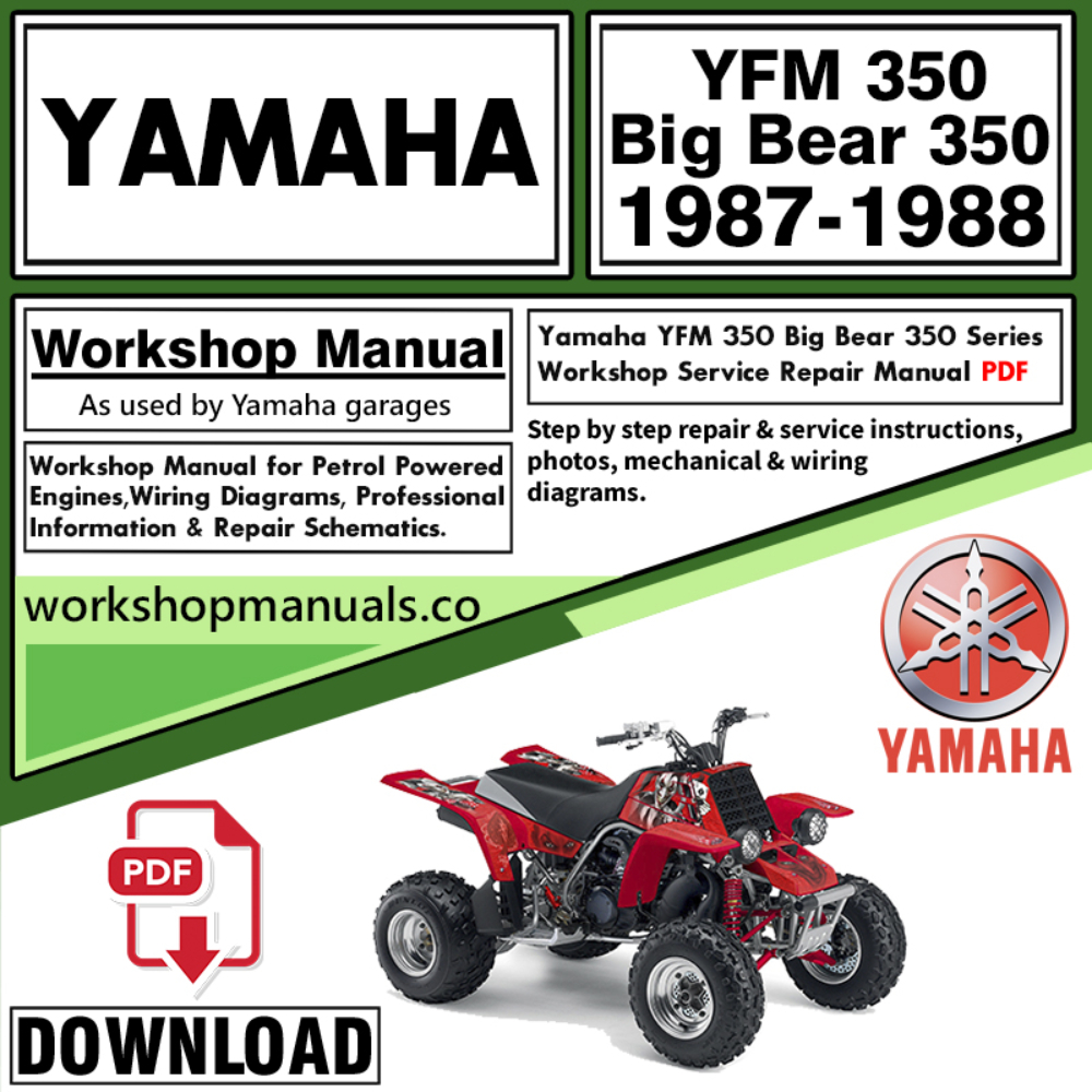 Yamaha YFM 350 Big Bear 350 Service Repair Shop Manual Download 1987 – 1988 PDF
