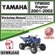 Yamaha YFM660 Raptor Service Repair Shop Manual Download 2001 - 2002 PDF