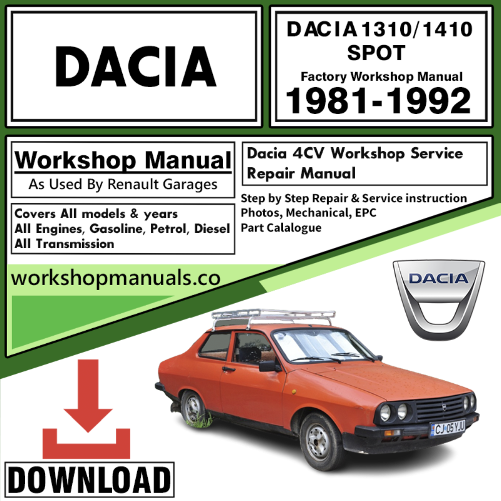 Dacia 1310/1410 Spot Workshop Repair Manual Download 1981-1992