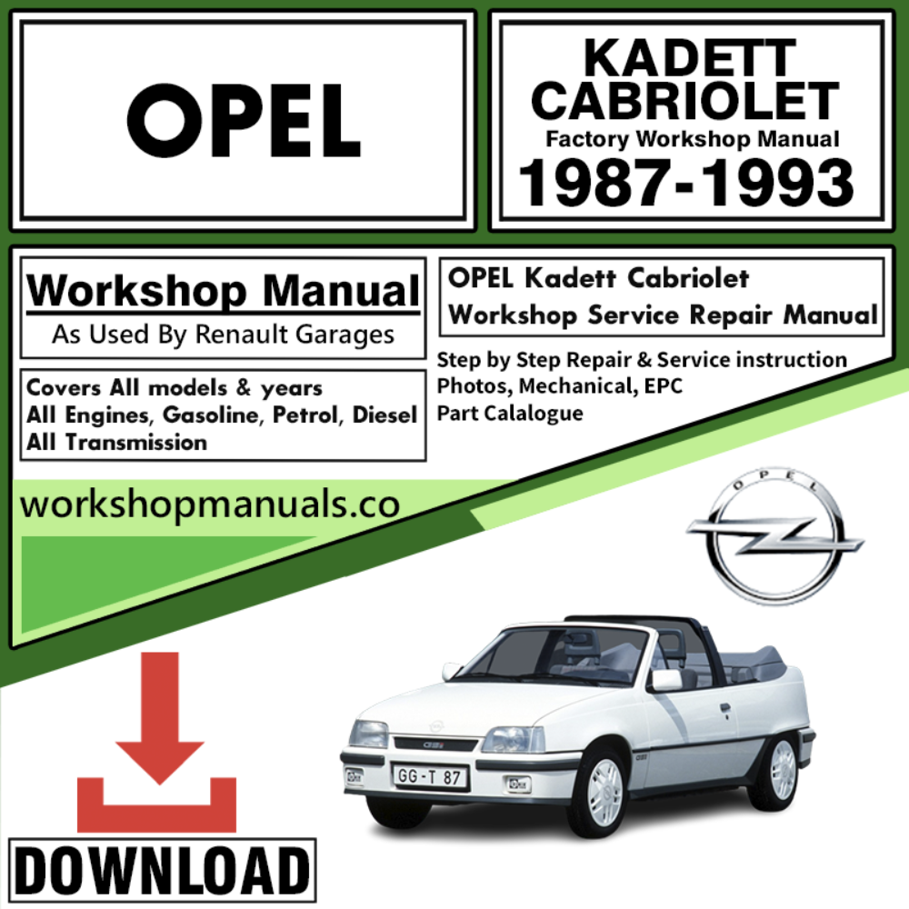 Opel Kadett Cabriolet Workshop Repair Manual Download 1987-1993