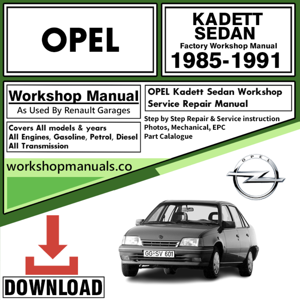 Opel Kadett Sedan Workshop Repair Manual Download 1985-1991