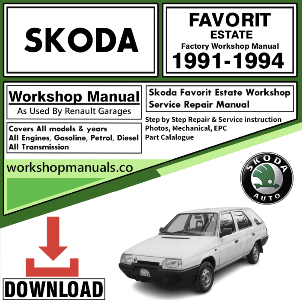 Skoda Favorit Estate Workshop Repair Manual Download 1991-1994
