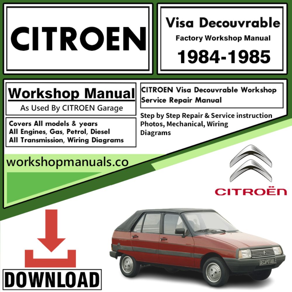 Citroen Visa Decouvrable Workshop Repair Manual Download 1984-1985