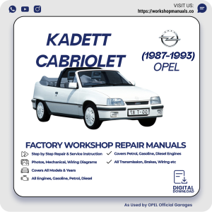 Opel Kadett Cabriolet Workshop Repair Manual 1987-1993 PDF Download